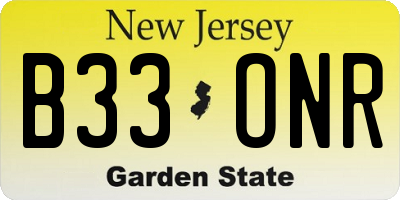 NJ license plate B33ONR