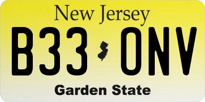 NJ license plate B33ONV
