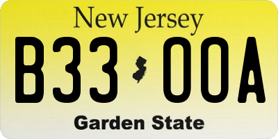 NJ license plate B33OOA