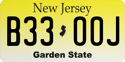 NJ license plate B33OOJ