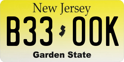 NJ license plate B33OOK