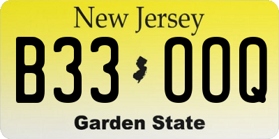 NJ license plate B33OOQ