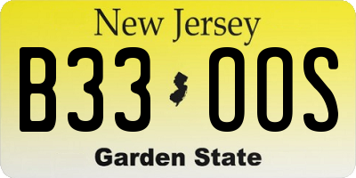 NJ license plate B33OOS