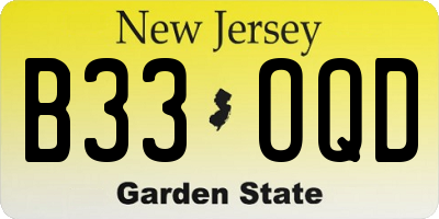 NJ license plate B33OQD