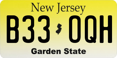 NJ license plate B33OQH