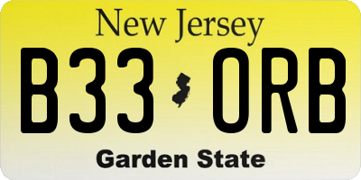 NJ license plate B33ORB