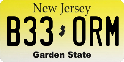 NJ license plate B33ORM