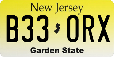 NJ license plate B33ORX