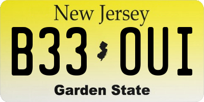 NJ license plate B33OUI