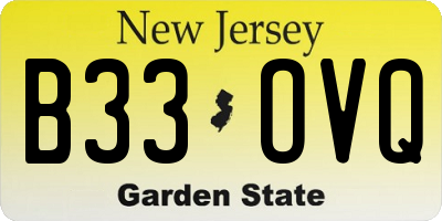 NJ license plate B33OVQ