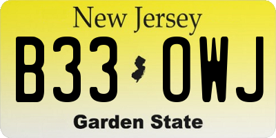 NJ license plate B33OWJ
