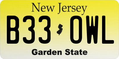 NJ license plate B33OWL