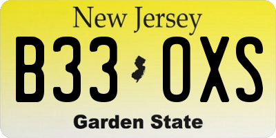 NJ license plate B33OXS