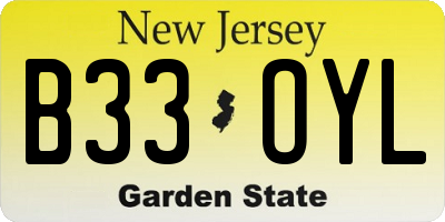 NJ license plate B33OYL