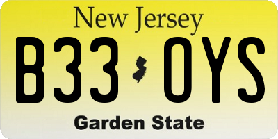 NJ license plate B33OYS