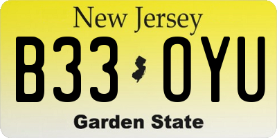 NJ license plate B33OYU