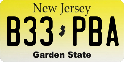 NJ license plate B33PBA