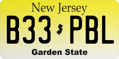 NJ license plate B33PBL