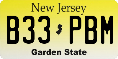 NJ license plate B33PBM