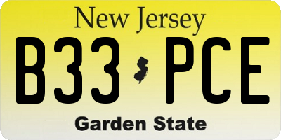 NJ license plate B33PCE