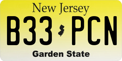 NJ license plate B33PCN
