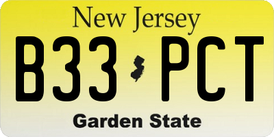 NJ license plate B33PCT