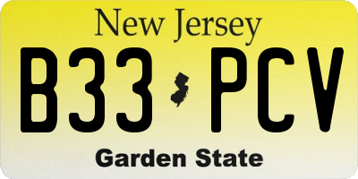 NJ license plate B33PCV