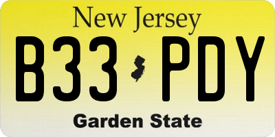 NJ license plate B33PDY