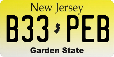 NJ license plate B33PEB