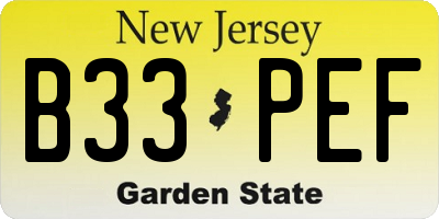 NJ license plate B33PEF