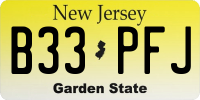 NJ license plate B33PFJ