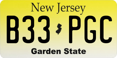 NJ license plate B33PGC