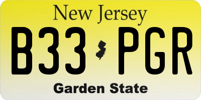 NJ license plate B33PGR