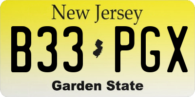 NJ license plate B33PGX