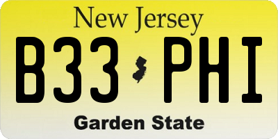 NJ license plate B33PHI