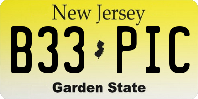NJ license plate B33PIC