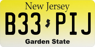 NJ license plate B33PIJ