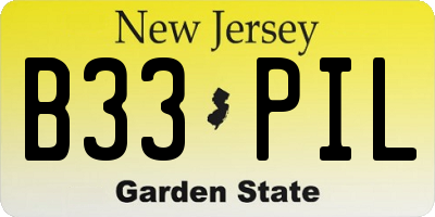 NJ license plate B33PIL