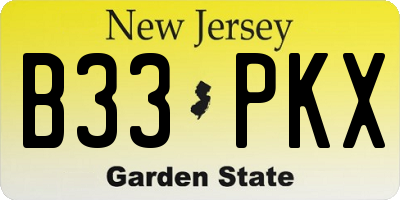 NJ license plate B33PKX
