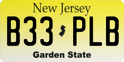 NJ license plate B33PLB