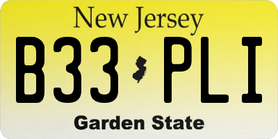 NJ license plate B33PLI