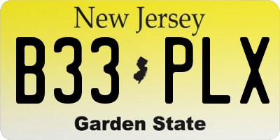 NJ license plate B33PLX