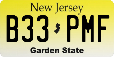 NJ license plate B33PMF