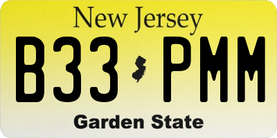 NJ license plate B33PMM