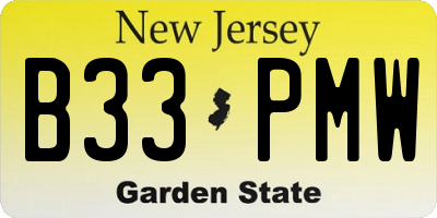 NJ license plate B33PMW