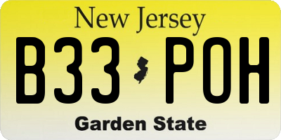 NJ license plate B33POH