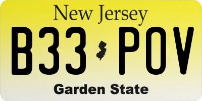 NJ license plate B33POV