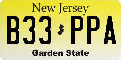 NJ license plate B33PPA