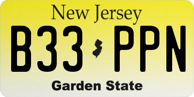 NJ license plate B33PPN