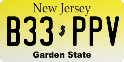 NJ license plate B33PPV